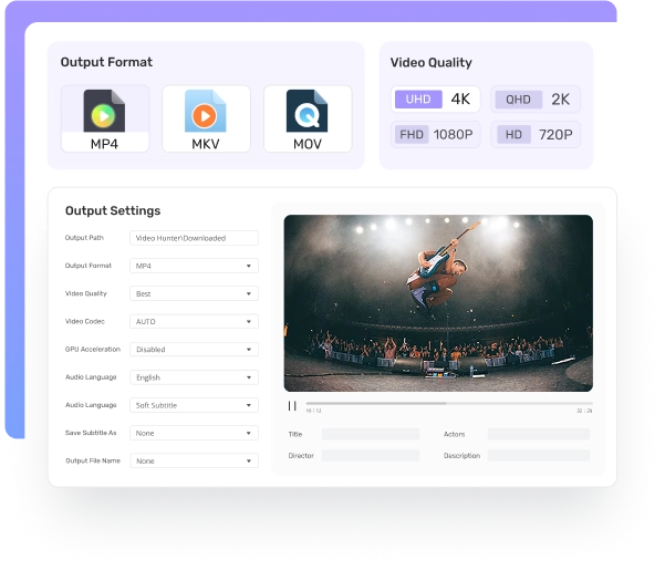  Output Videos to MP4/MKV/MOV in High Quality Up to 4K